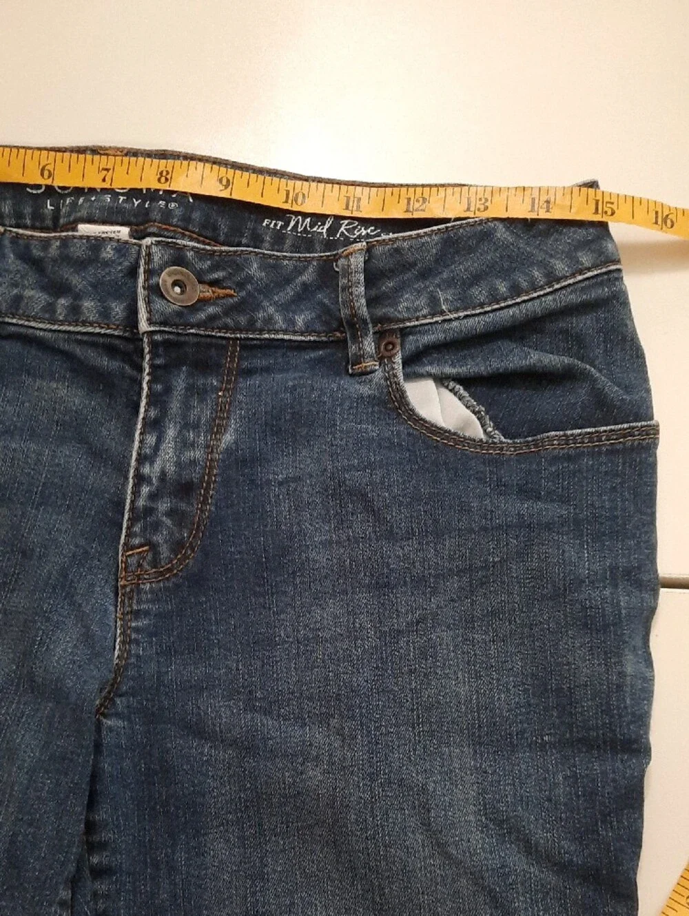 Sonoma Dark Wash Two-Tone Straight Leg Jeans - Size 8P